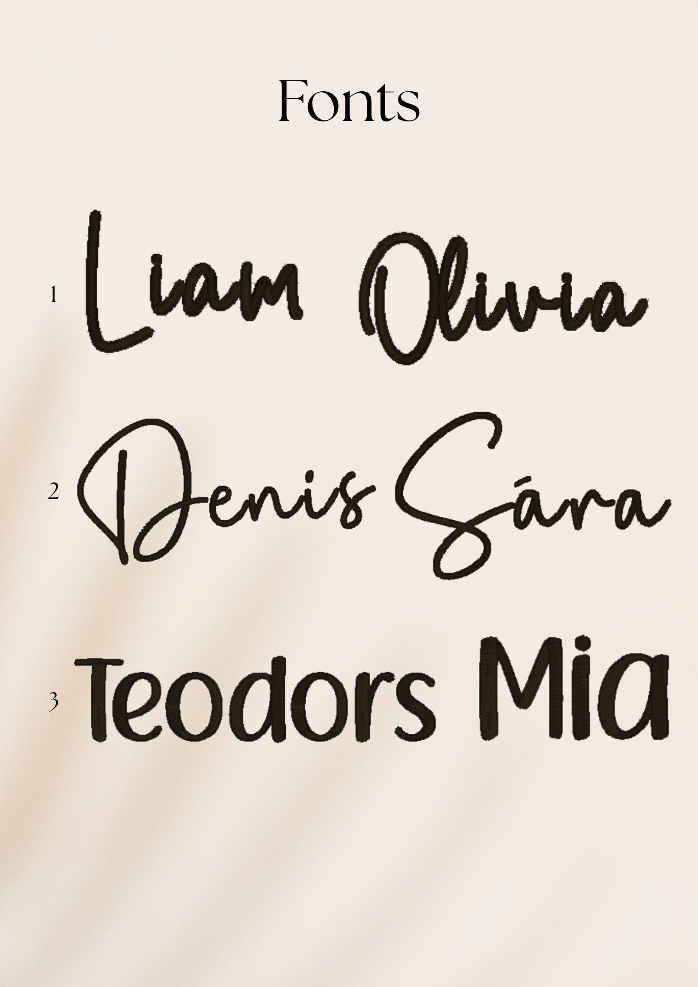 Collection of handwritten names on a textured beige background
