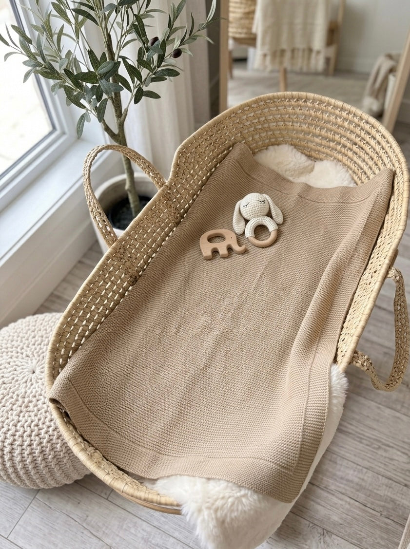 Adīta sedziņa ar izšūtu vārdu – Minimal